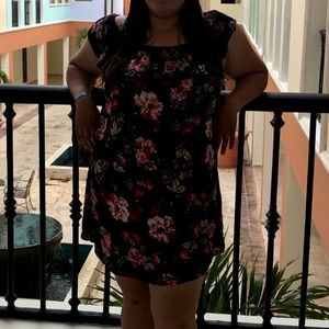 Black floral off the shoulder dress